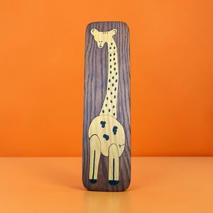 Handmade Wooden Tray Puzzle Giraffe 5 Piece VTG 14”x4”